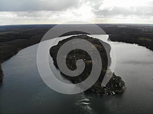 Aerial view of lake Liepnitzsee with island GroÃÅ¸er Werder. photo